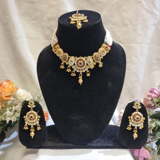 Temple Jewellery Rani Haar Set for Women – Antique Gold Bridal Necklace Set with Earrings | Wedding & Festive Wear