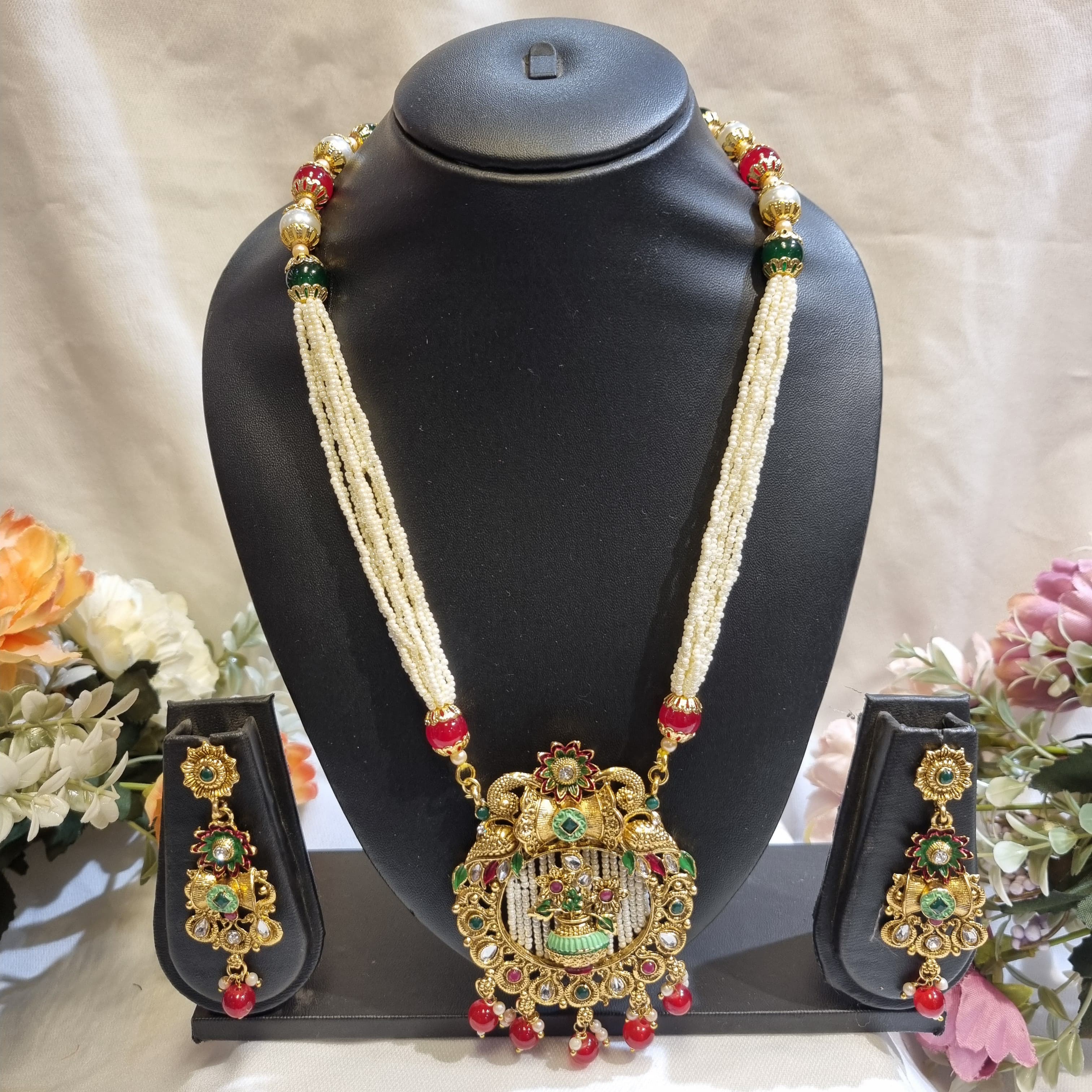 Kundan Bridal Jewellery Set for Women – Gold Plated Choker, Long Haar & Earrings | Traditional Indian Wedding Jewellery | Multiple Colours