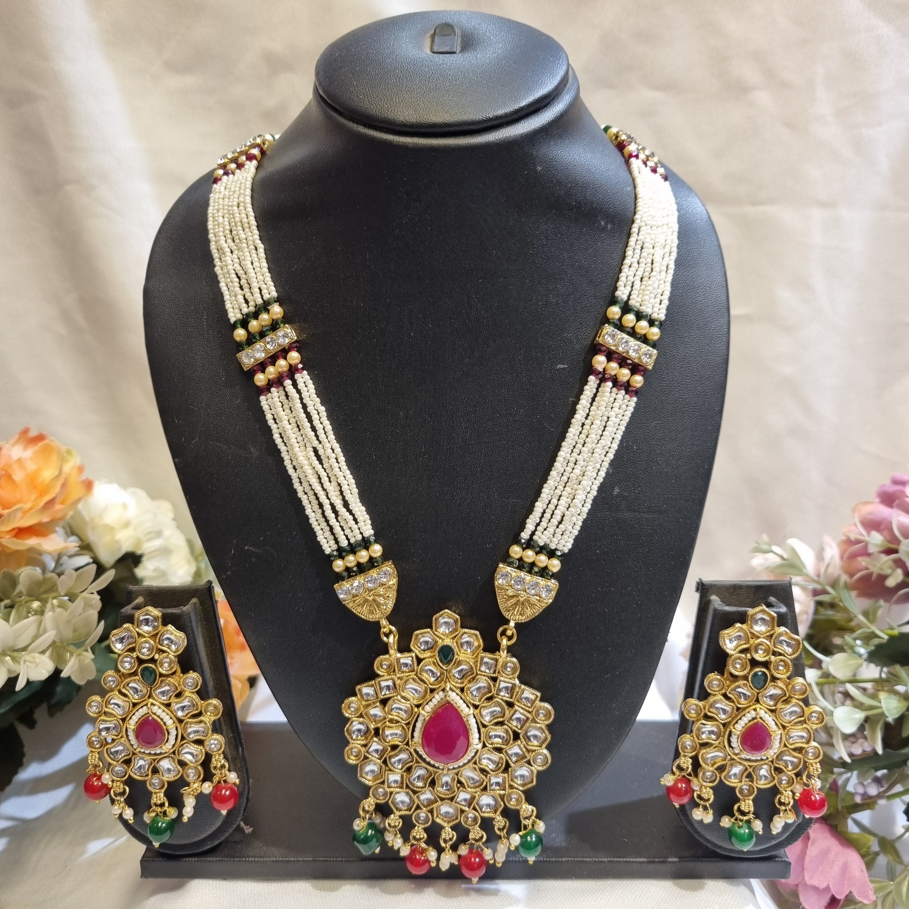Kundan Bridal Jewellery Set for Women – Gold Plated Choker, Long Haar & Earrings | Traditional Indian Wedding Jewellery | Multiple Colours