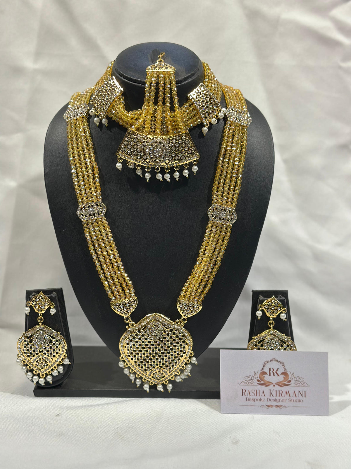 Rani Moti Haar Set with Choker, Long Necklace, Earrings & Maang Tikka for Women | Jewellery Set