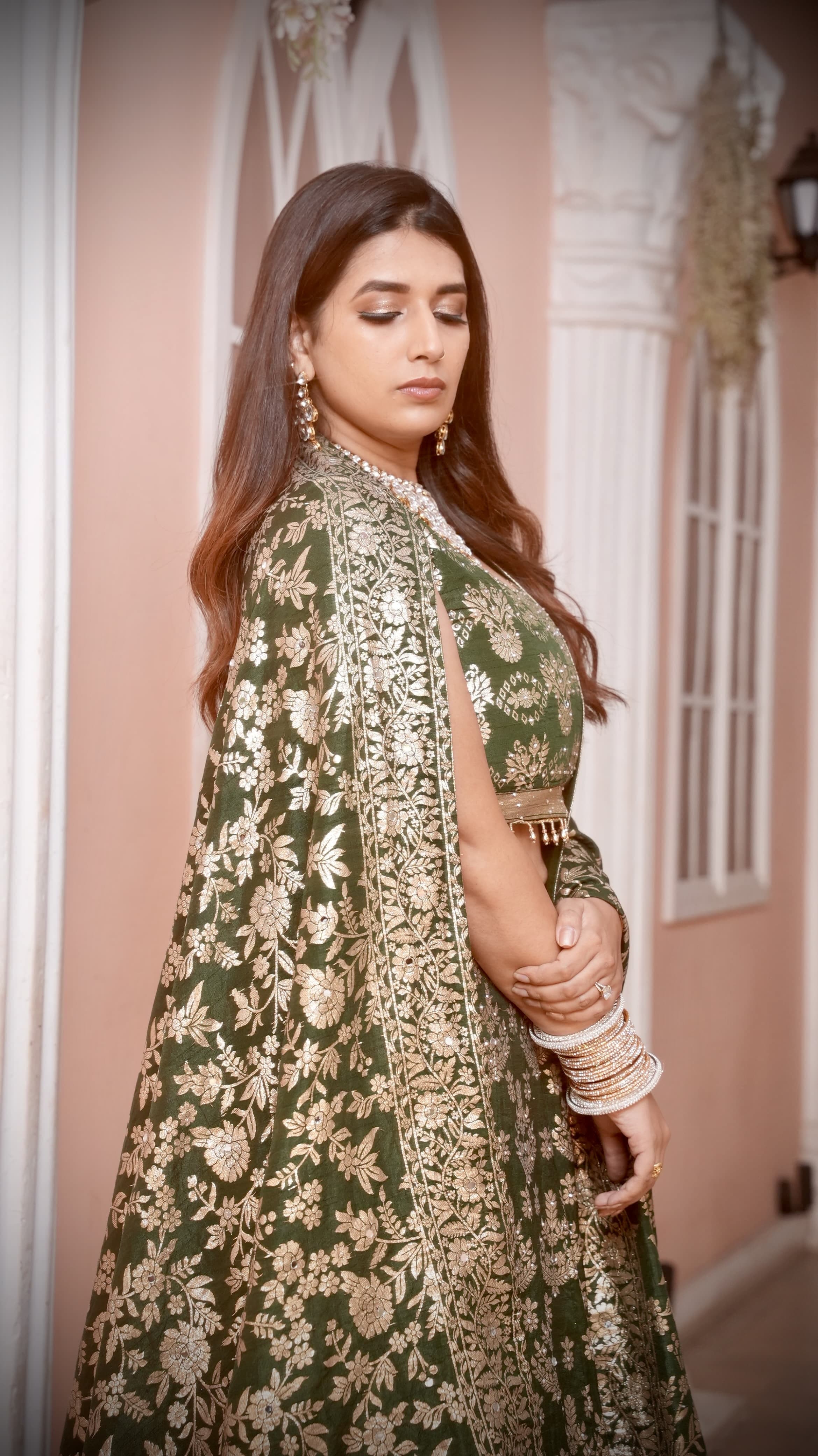 Rama Green Zari Embroidered Jacquard Silk Bridal Lehenga with Banarasi Dupatta