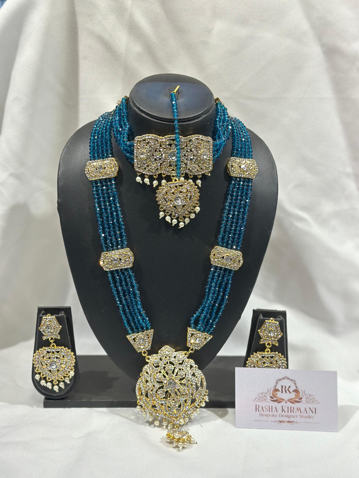 Rani Moti Haar Set with Choker, Long Necklace, Earrings & Maang Tikka for Women | Jewellery Set
