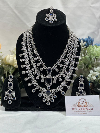 Luxury American Diamond Haar Set for Women - Designer AD Necklace Set with Earrings | Wedding & Party Jewellery