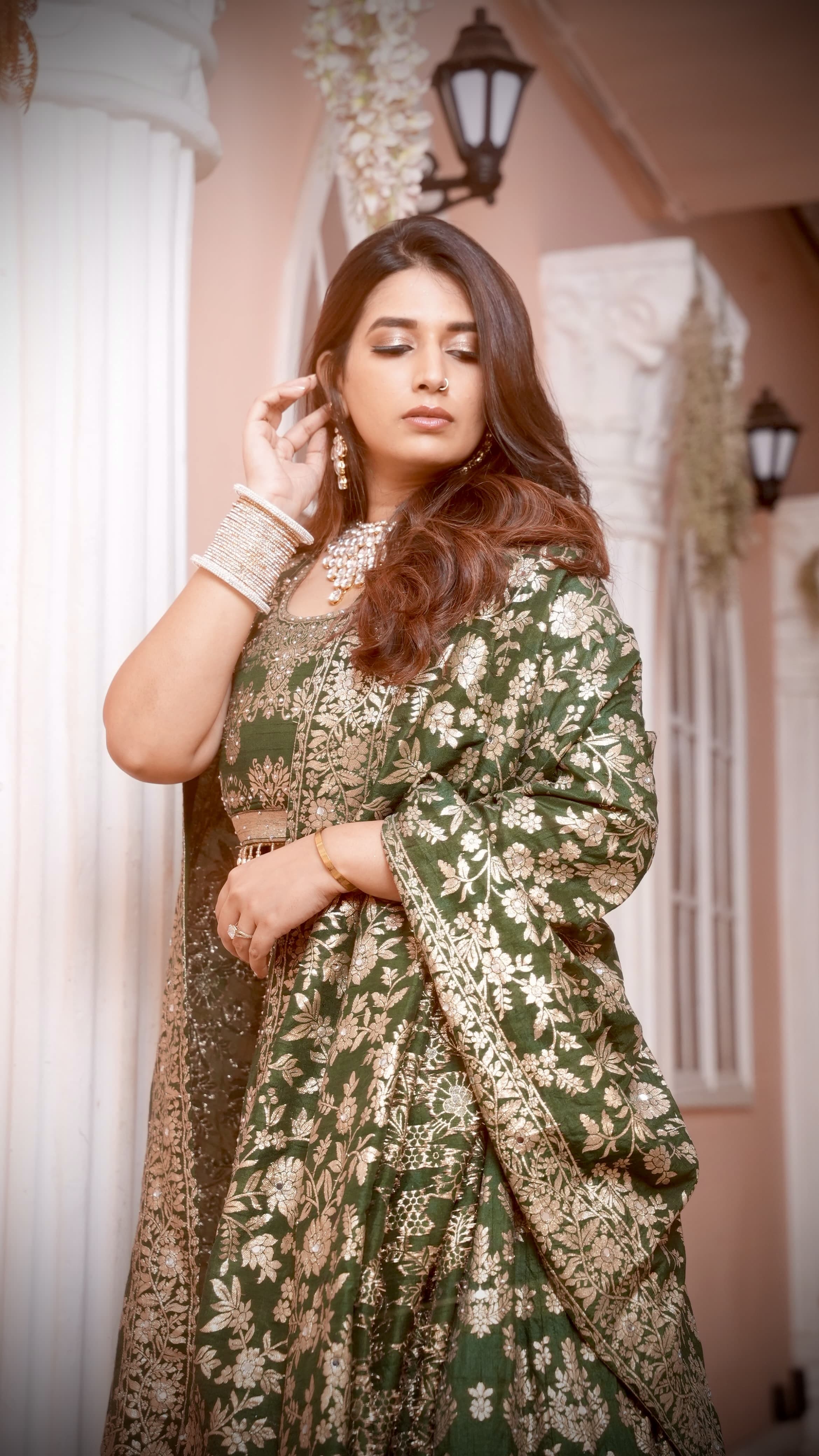 Rama Green Zari Embroidered Jacquard Silk Bridal Lehenga with Banarasi Dupatta