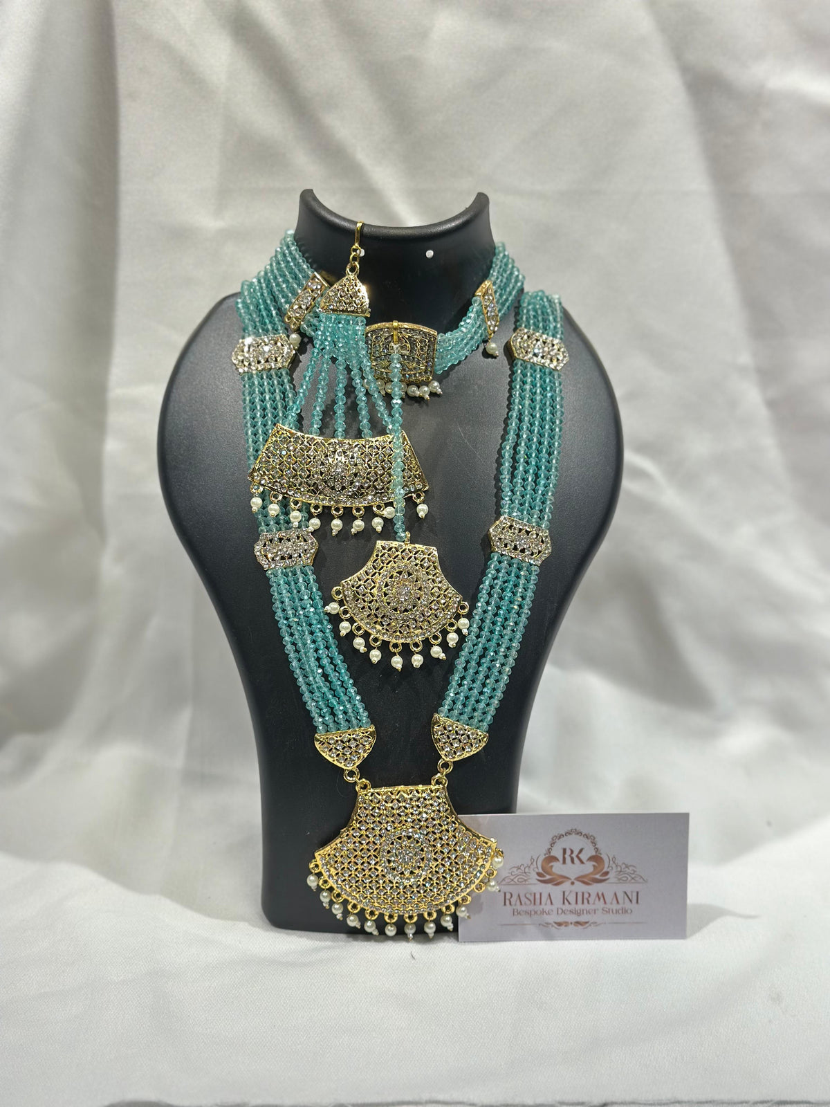 Rani Moti Haar Set with Choker, Long Necklace, Earrings & Maang Tikka for Women | Jewellery Set