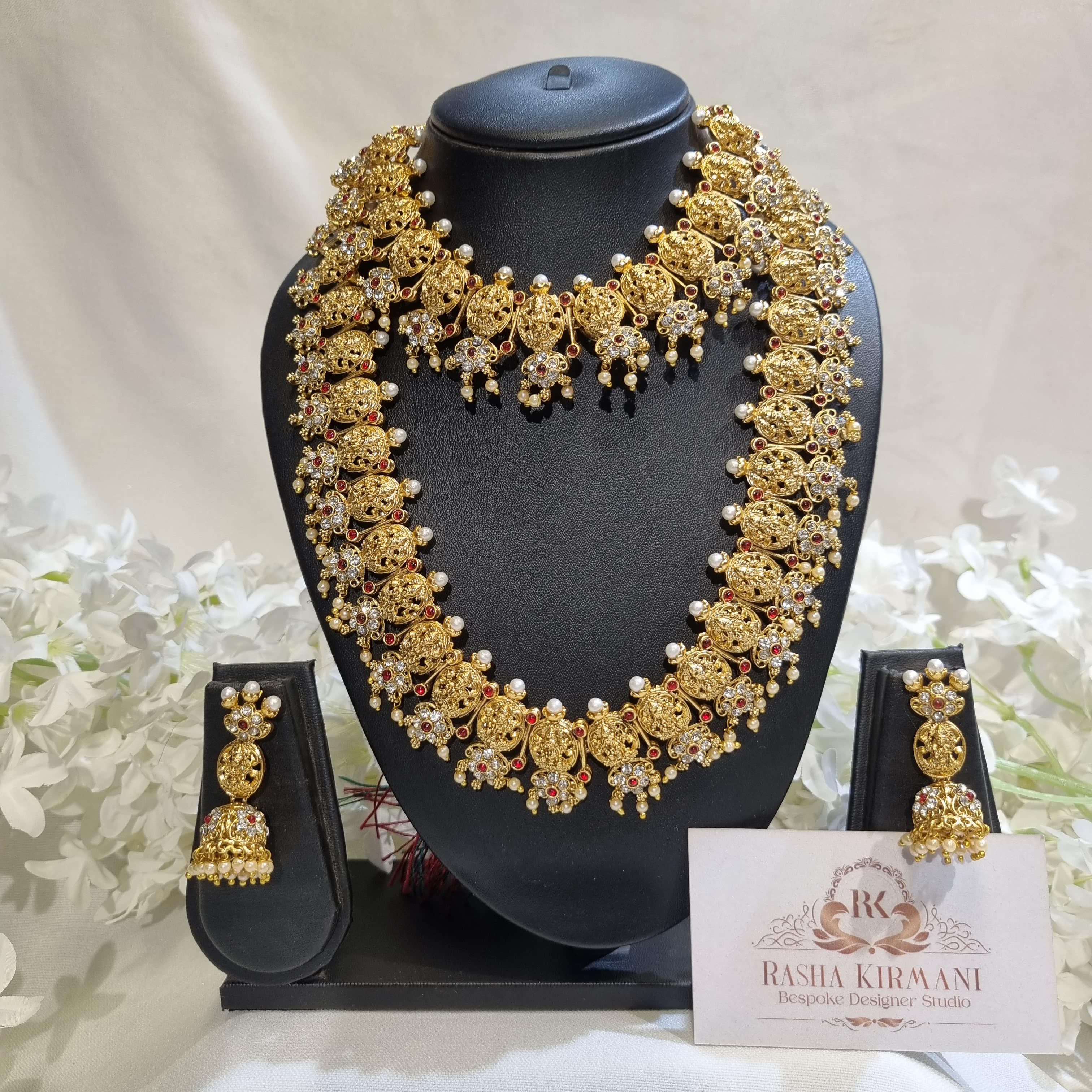 Temple Jewellery Rani Haar Set for Women – Antique Gold Bridal Necklace Set with Earrings | Wedding & Festive Wear