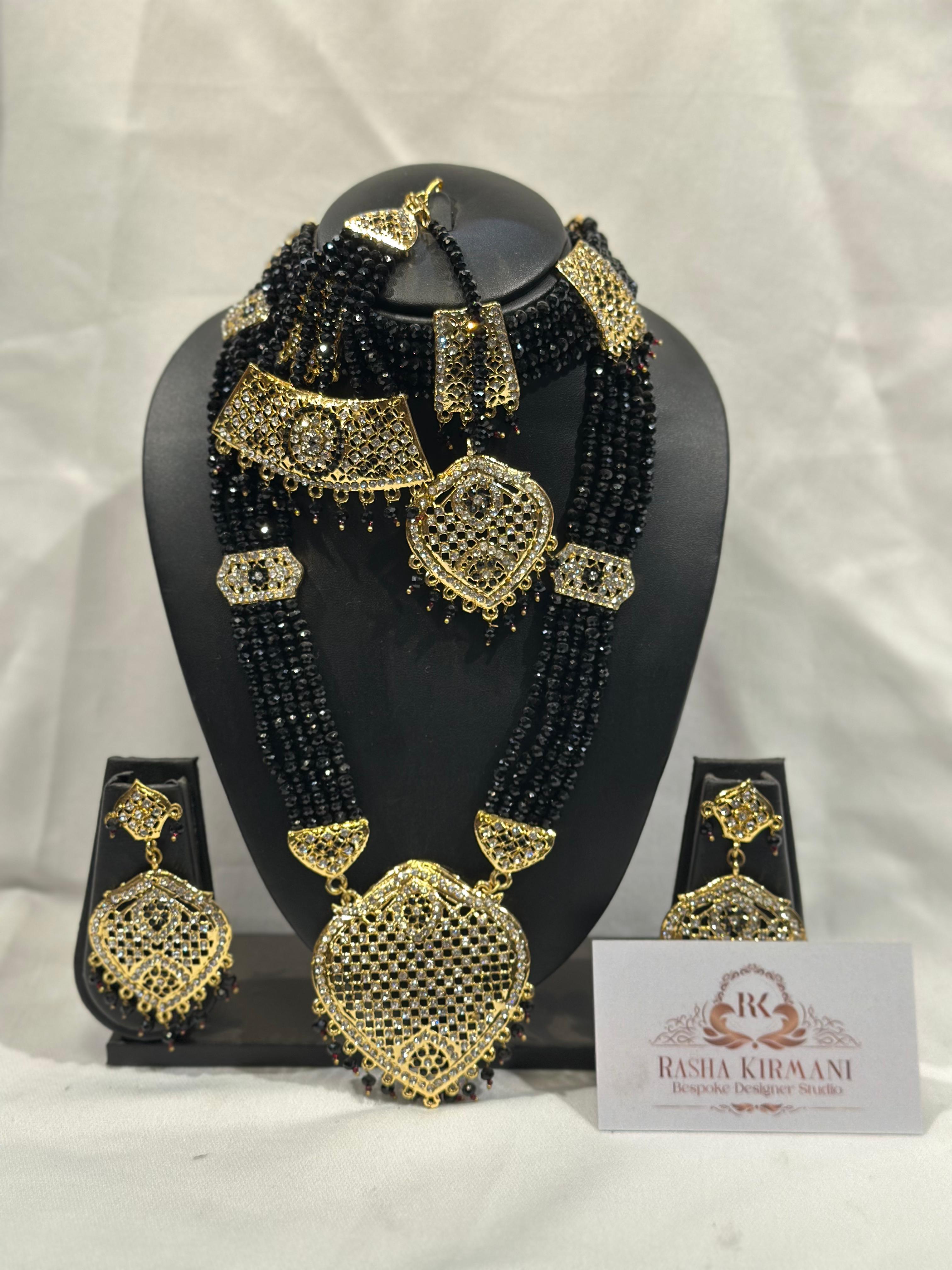 Rani Moti Haar Set with Choker, Long Necklace, Earrings & Maang Tikka for Women | Jewellery Set