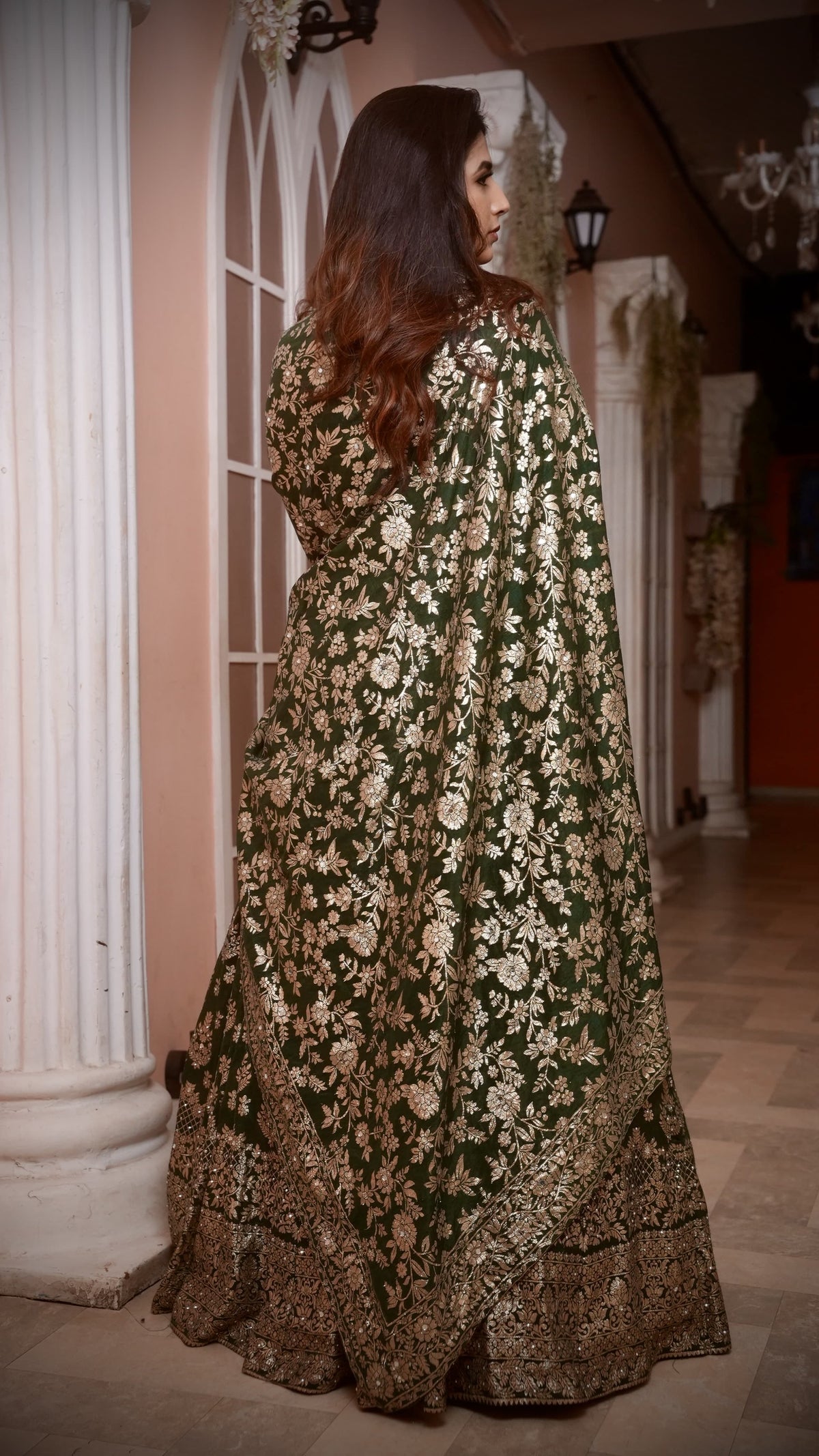 Rama Green Zari Embroidered Jacquard Silk Bridal Lehenga with Banarasi Dupatta