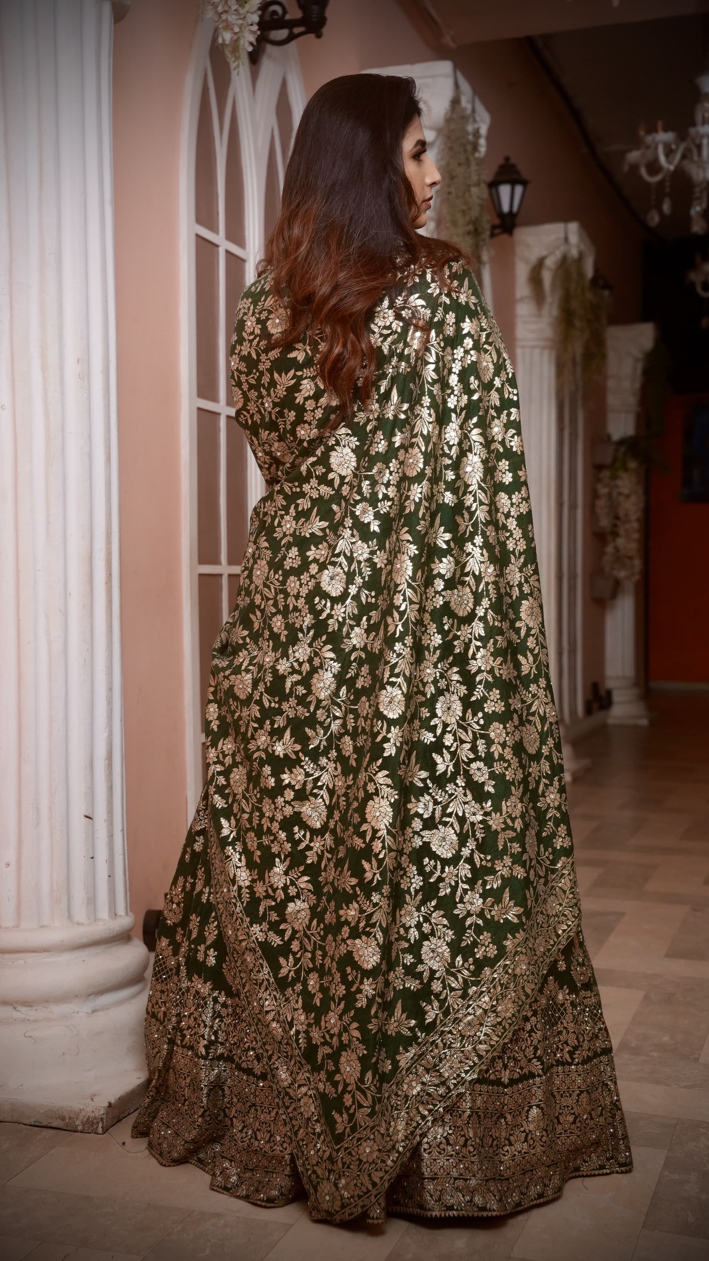Rama Green Zari Embroidered Jacquard Silk Bridal Lehenga with Banarasi Dupatta