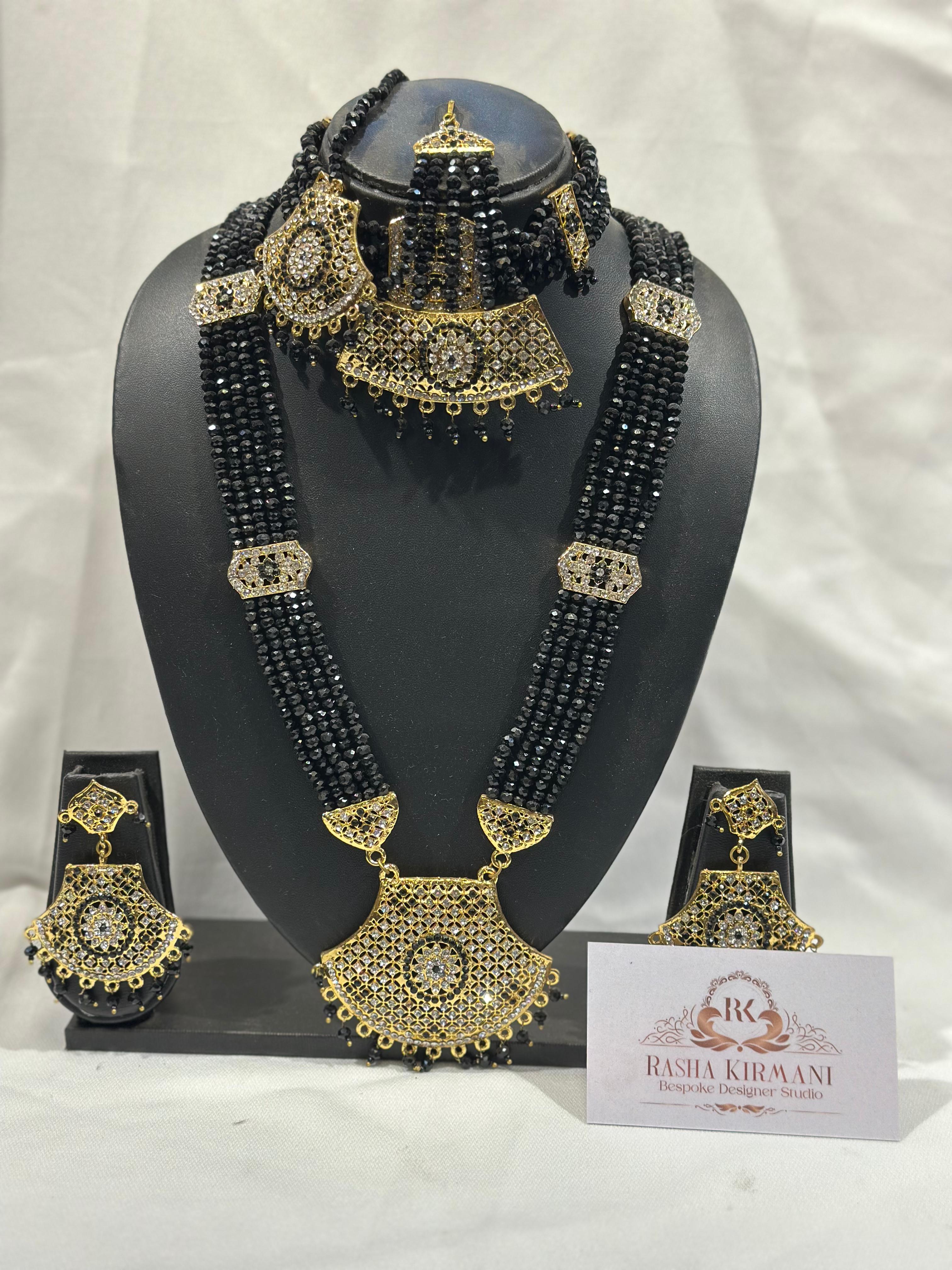 Rani Moti Haar Set with Choker, Long Necklace, Earrings & Maang Tikka for Women | Jewellery Set