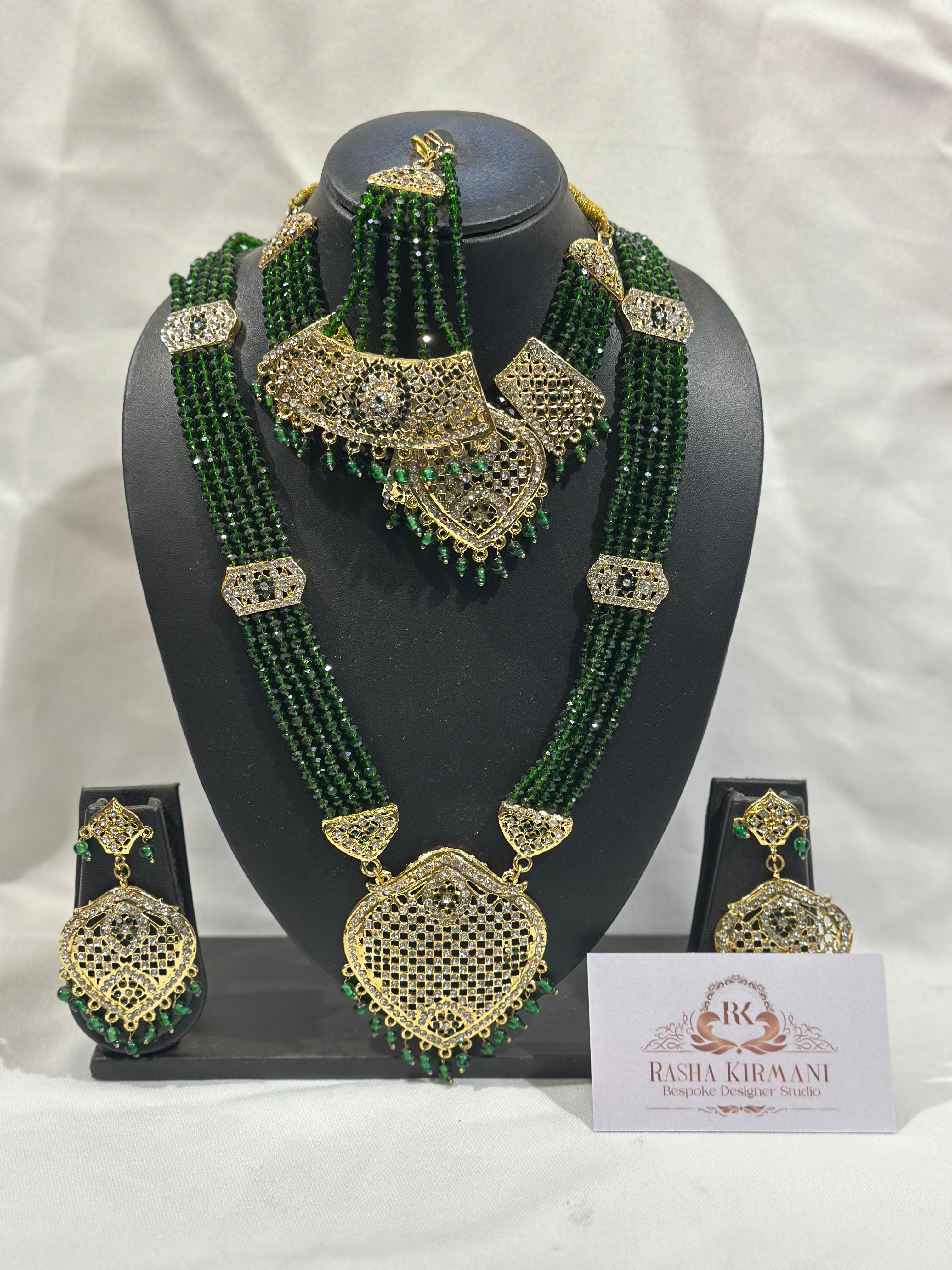Rani Moti Haar Set with Choker, Long Necklace, Earrings & Maang Tikka for Women | Jewellery Set