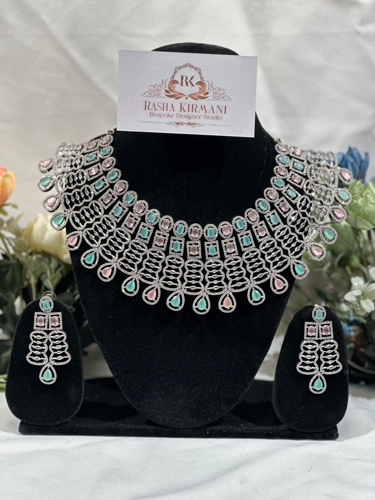 Luxury American Diamond Haar Set for Women - Designer AD Necklace Set with Earrings | Wedding & Party Jewellery